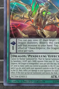 遊戯王OCG 英語版 デュエルフィールド終焉龍 カオスエンペラー美品 遊戯王 英語版 終焉龍 カオス・エンペラー スーパーレア YCSW